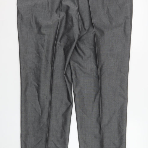 Torre Men's Grey Wool Blend Dress Pants 40R Classic Fit Pleated Trousers