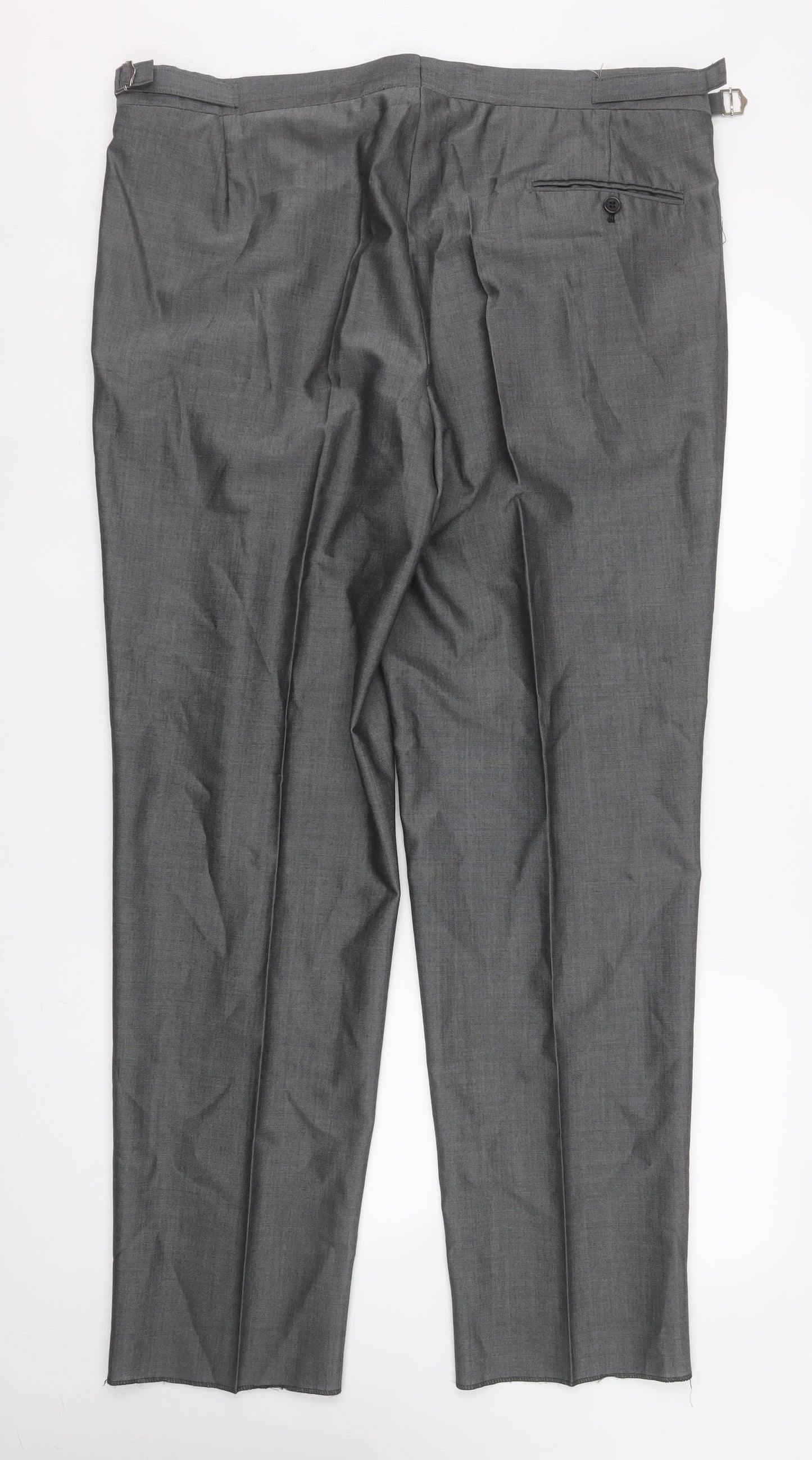 Torre Men's Grey Wool Blend Dress Pants 40R Classic Fit Pleated Trousers