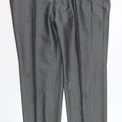 Torre Cerimonia Men's Grey 40S Pleated Formal Dress Trousers
