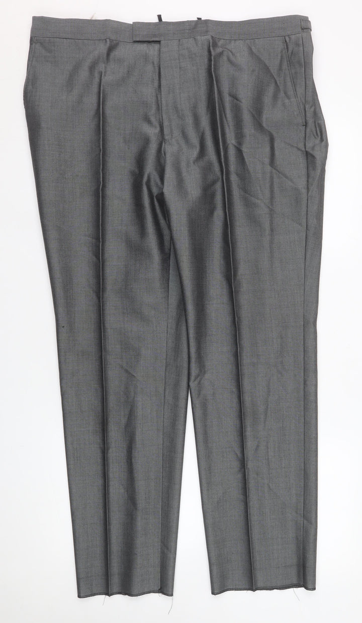 Torre Cerimonia Men's Grey 40S Pleated Formal Dress Trousers