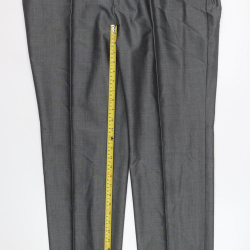 Torre Cerimonia Men's Grey 40S Pleated Formal Dress Trousers