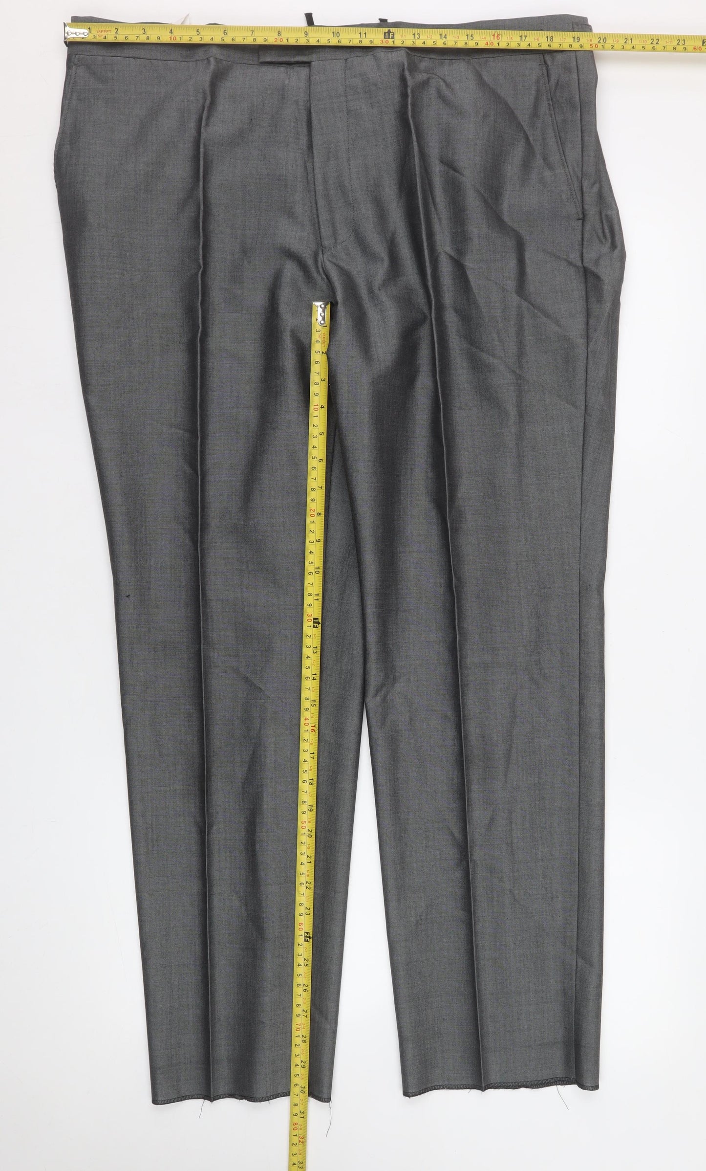 Torre Cerimonia Men's Grey 40S Pleated Formal Dress Trousers