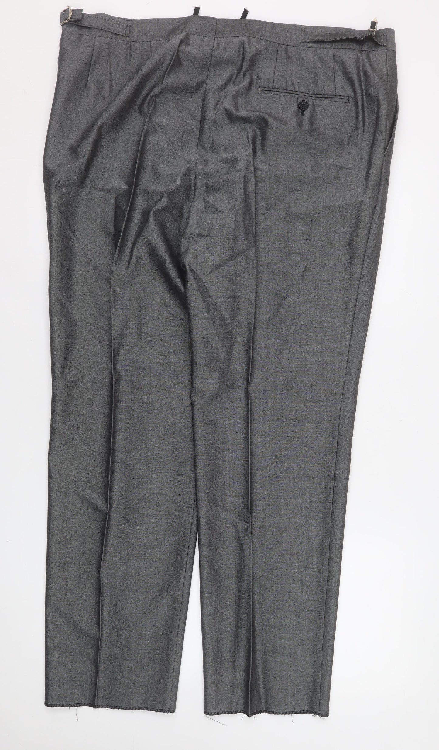 Torre Cerimonia Men's Grey 40S Pleated Formal Dress Trousers