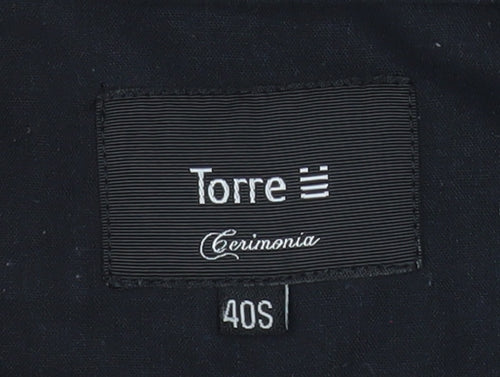 Torre Cerimonia Men's Grey 40S Pleated Formal Dress Trousers