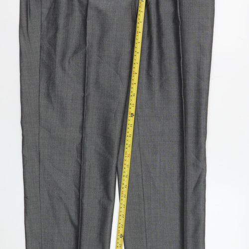 Torre Men Grey XL Formal Dress Pants Wool Mohair Blend Pleated Trousers
