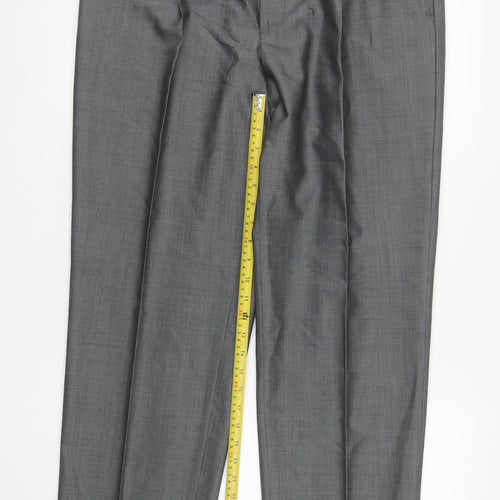 Torre Men's Grey 38R Wool Blend Pleated Formal Dress Trousers