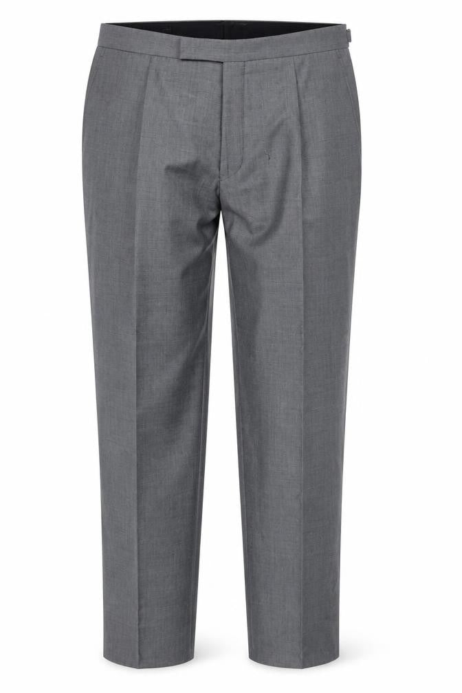 Torre Men's Grey 38R Wool Blend Pleated Formal Dress Trousers