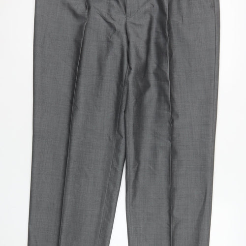 Torre Men's Grey 38R Wool Blend Pleated Formal Dress Trousers
