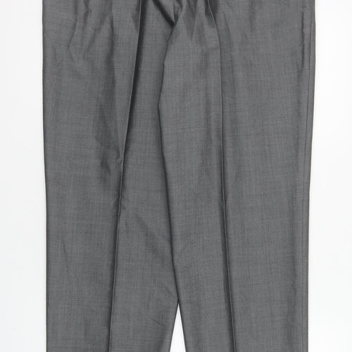 Torre Men's Grey 38R Wool Blend Pleated Formal Dress Trousers