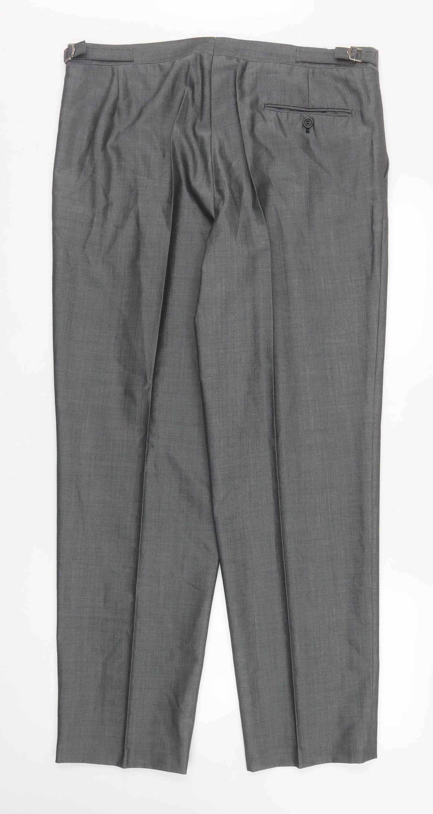 Torre Men's Grey 38R Wool Blend Pleated Formal Dress Trousers