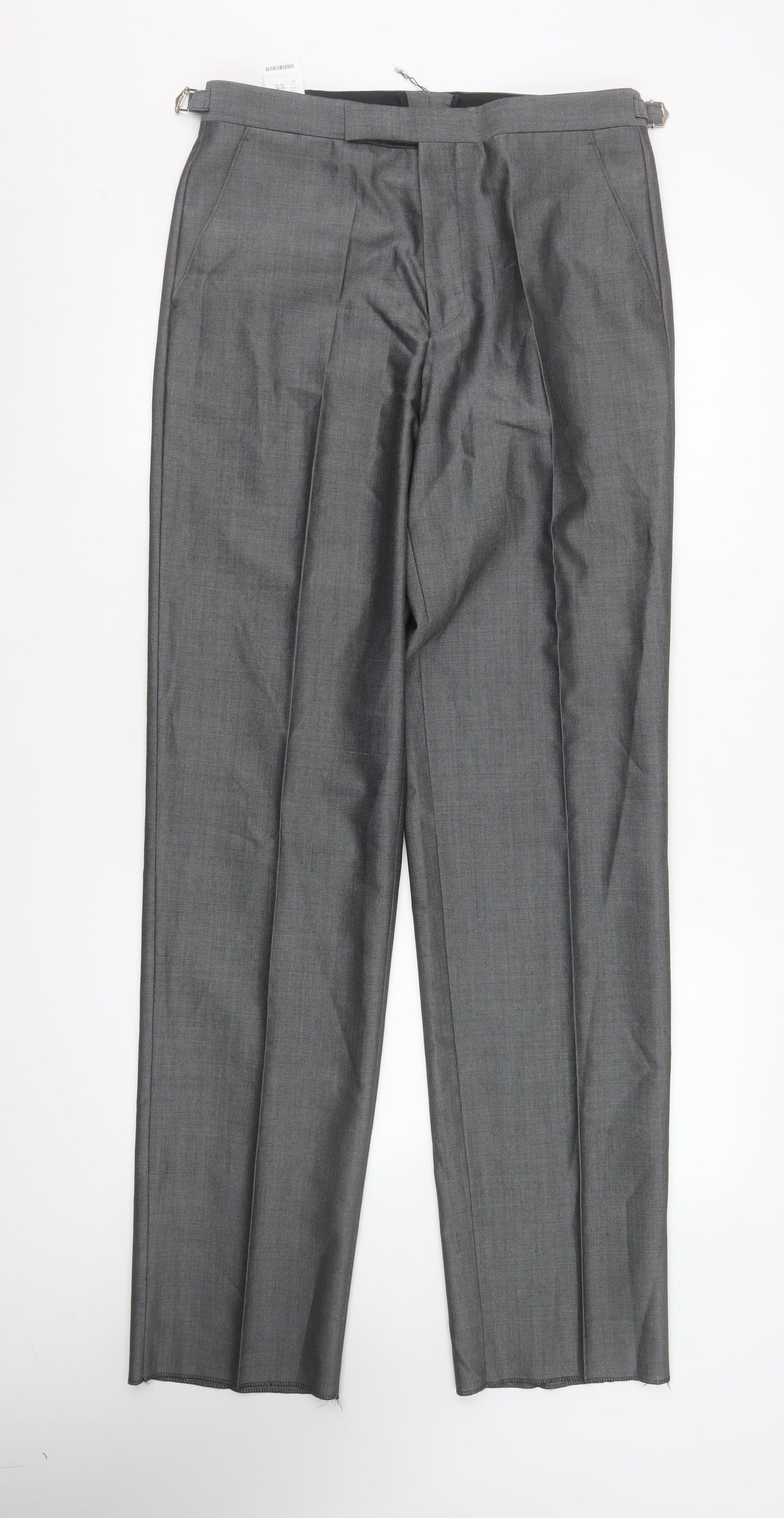 Torre Cerimonia Men's Grey Wool Mohair Pleated Dress Trousers 32W