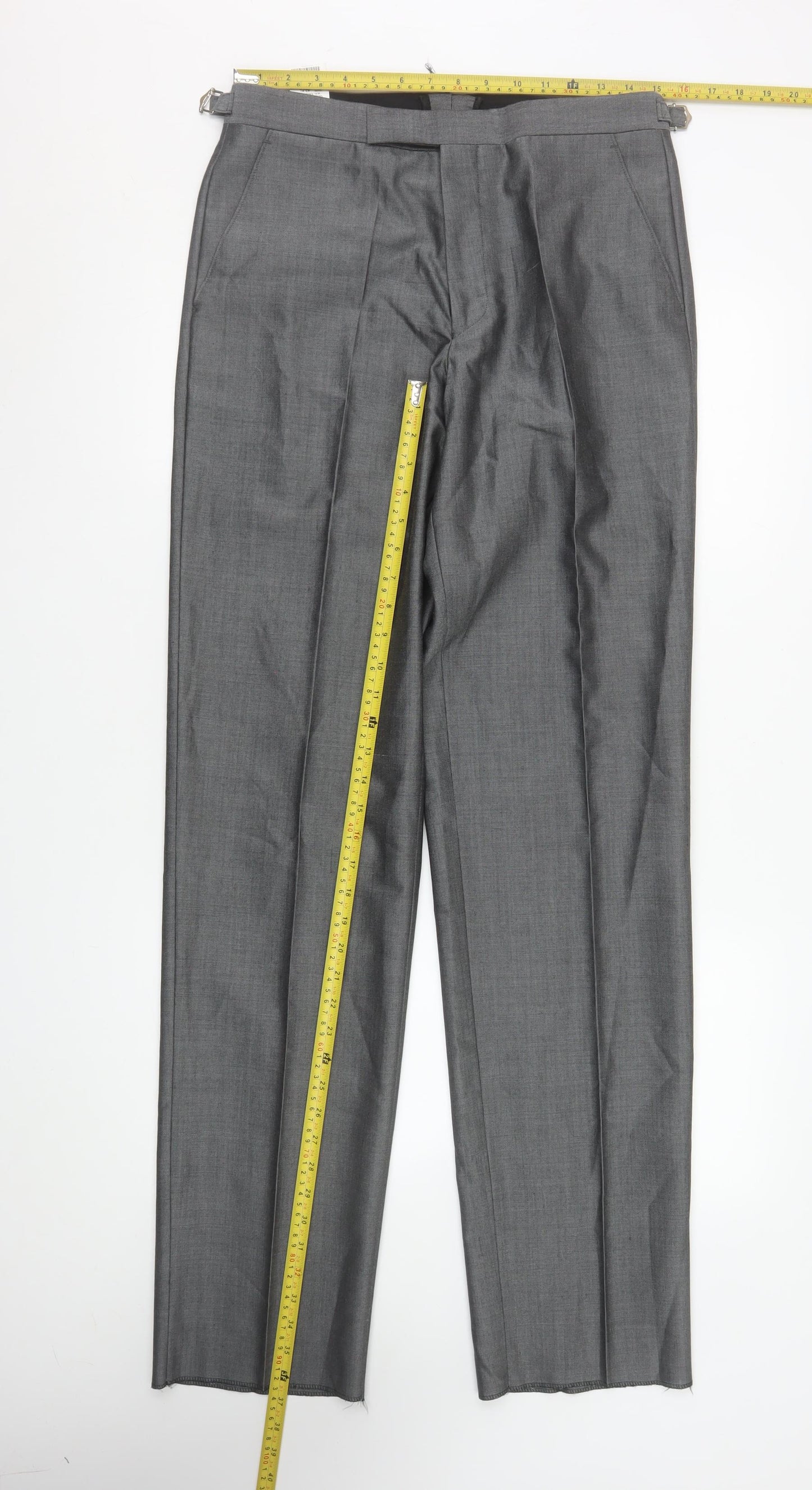 Torre Cerimonia Men's Grey Wool Mohair Pleated Dress Trousers 32W