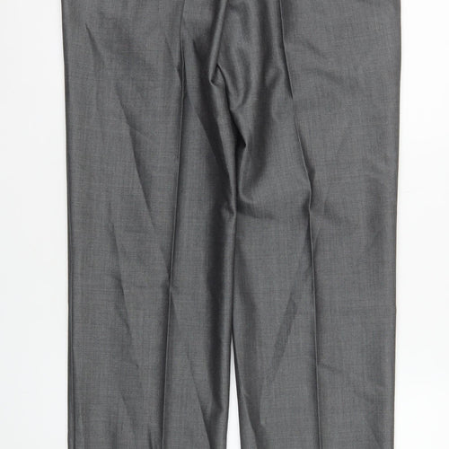 Torre Cerimonia Men's Grey Wool Mohair Pleated Dress Trousers 32W