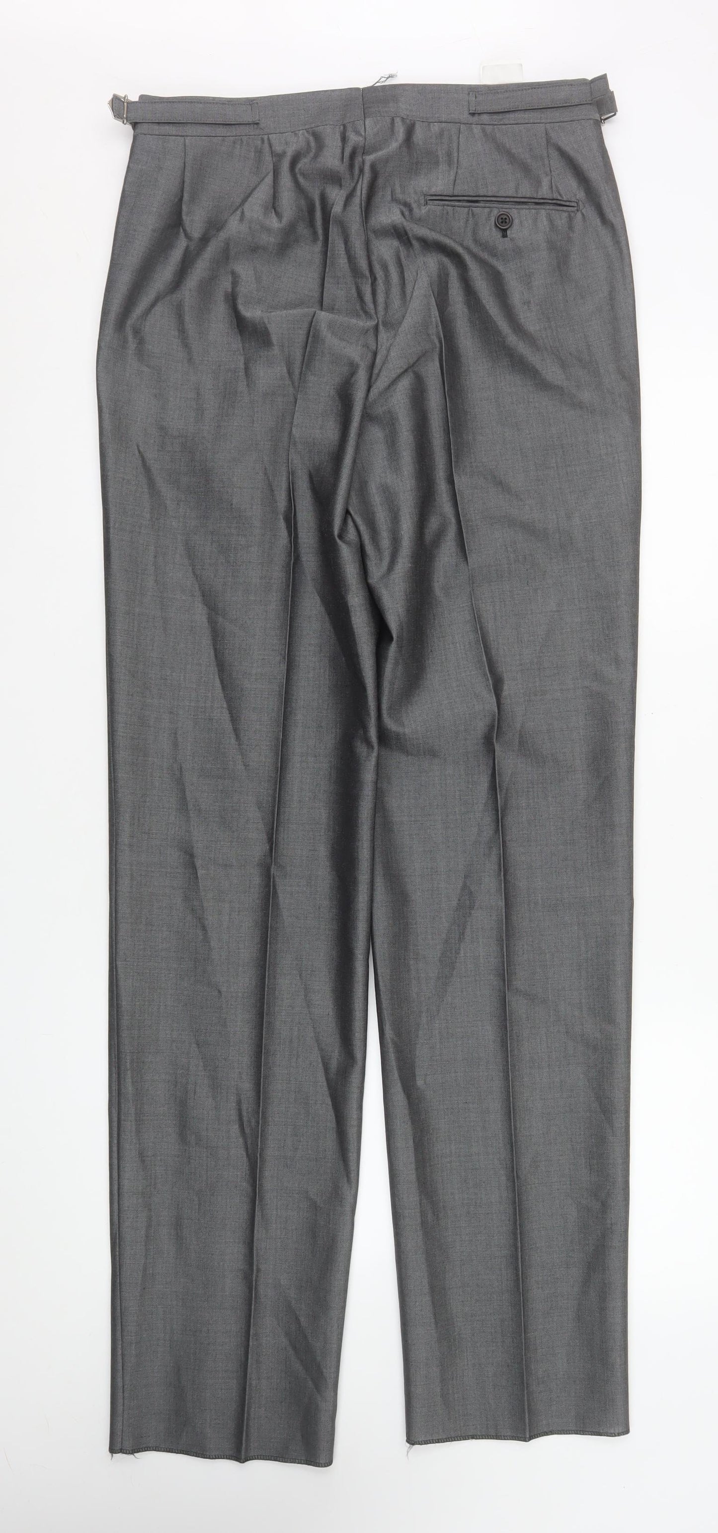 Torre Cerimonia Men's Grey Wool Mohair Pleated Dress Trousers 32W