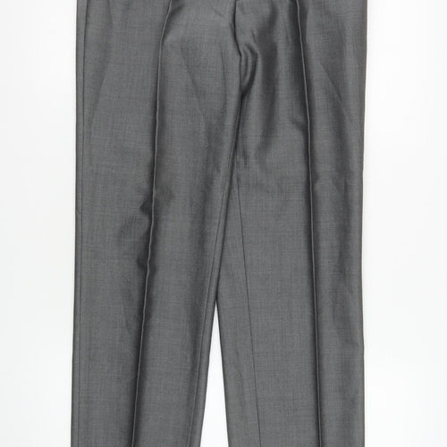 Torre Mens Grey 32R Wool Blend Pleated Formal Dress Trousers