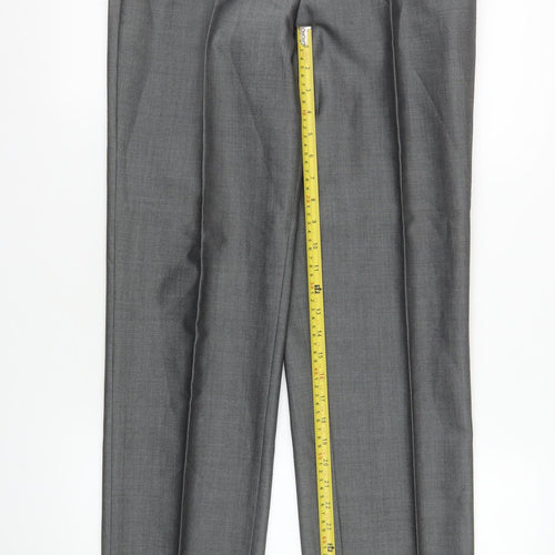 Torre Mens Grey 32R Wool Blend Pleated Formal Dress Trousers