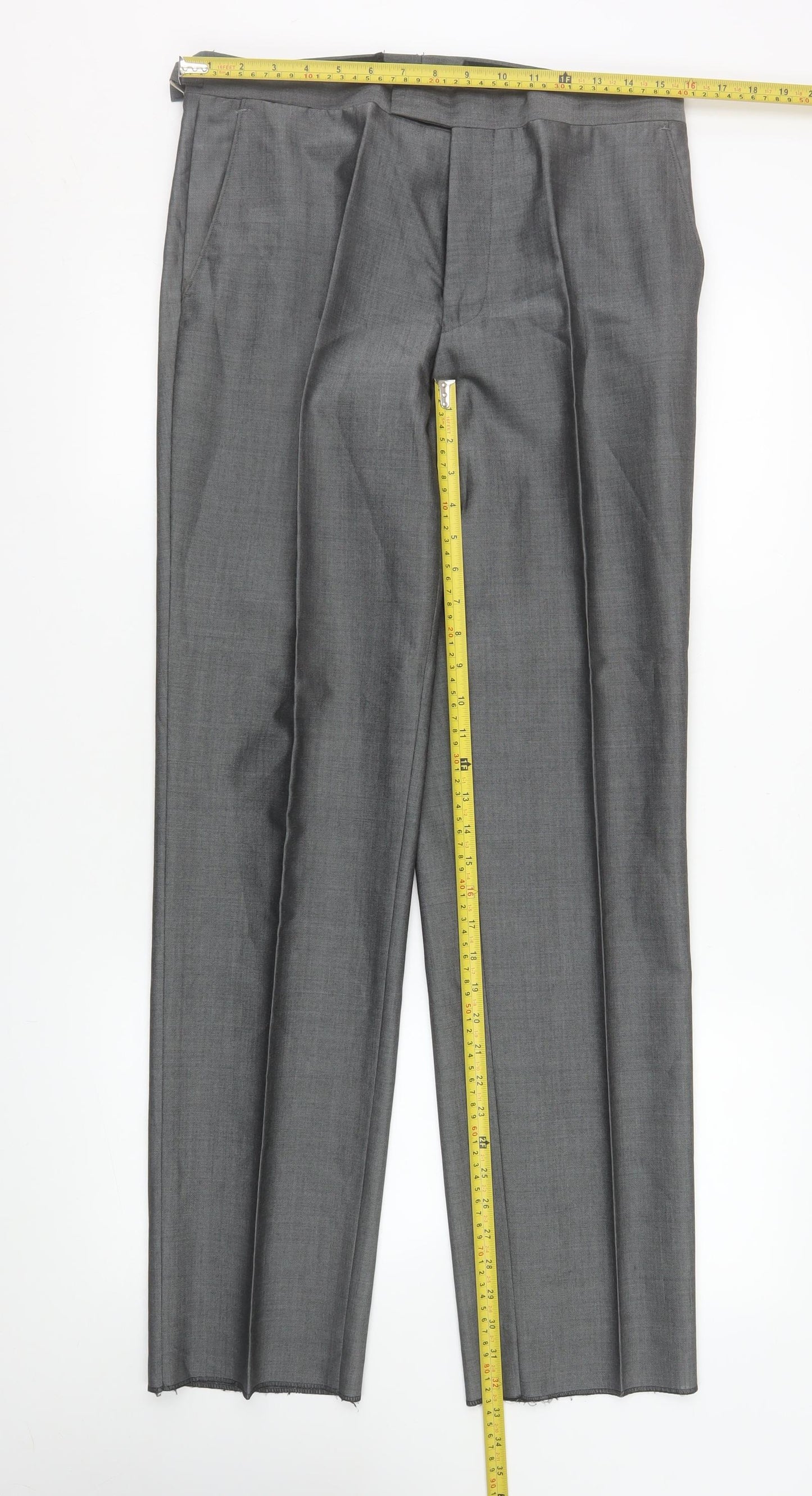 Torre Mens Grey 32R Wool Blend Pleated Formal Dress Trousers