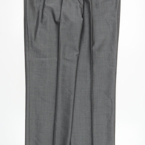 Torre Mens Grey 32R Wool Blend Pleated Formal Dress Trousers