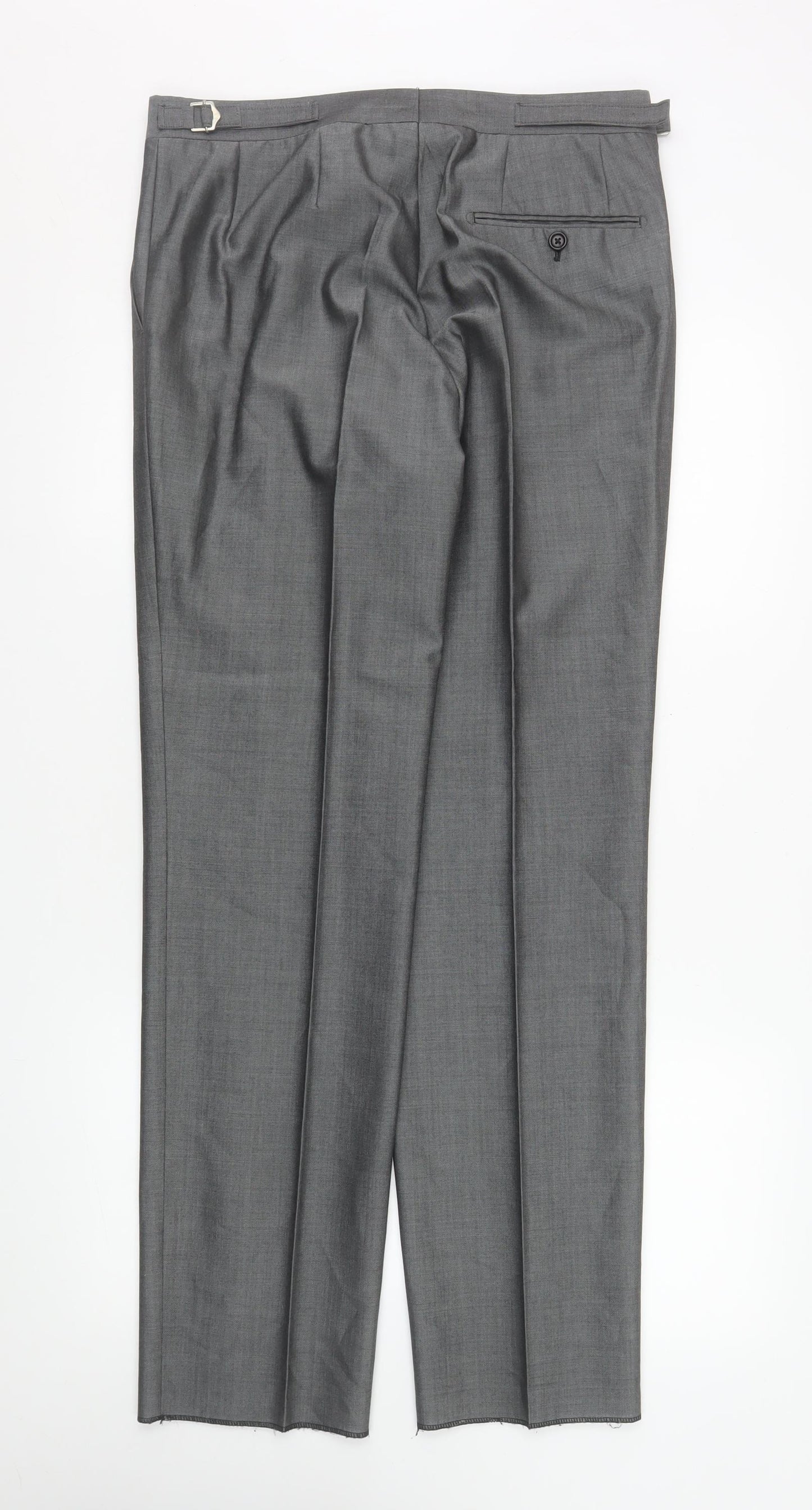 Torre Mens Grey 32R Wool Blend Pleated Formal Dress Trousers