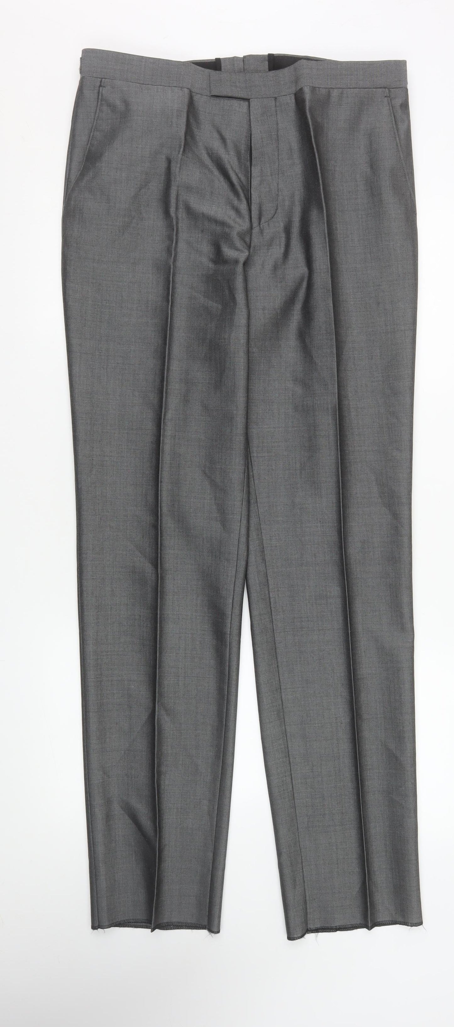 Torre Formal Wear Men's Grey 34L Pleated Dress Trousers