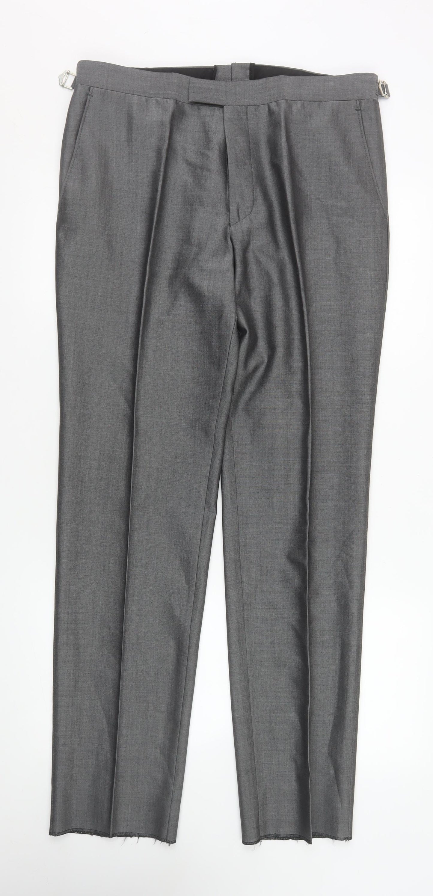 Torre Men’s Grey Formal Dress Trousers 34R Wool Mohair Blend