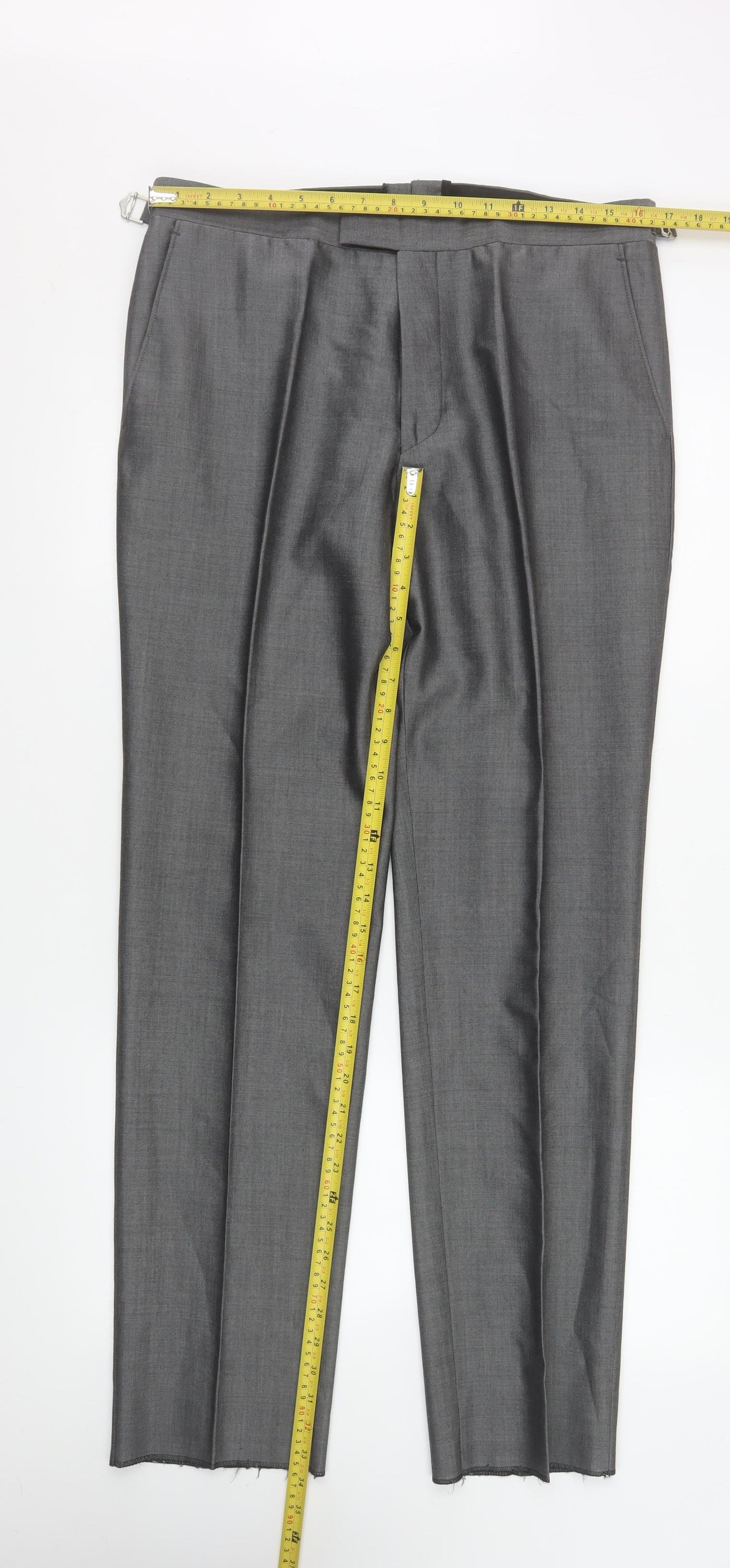 Torre Men’s Grey Formal Dress Trousers 34R Wool Mohair Blend