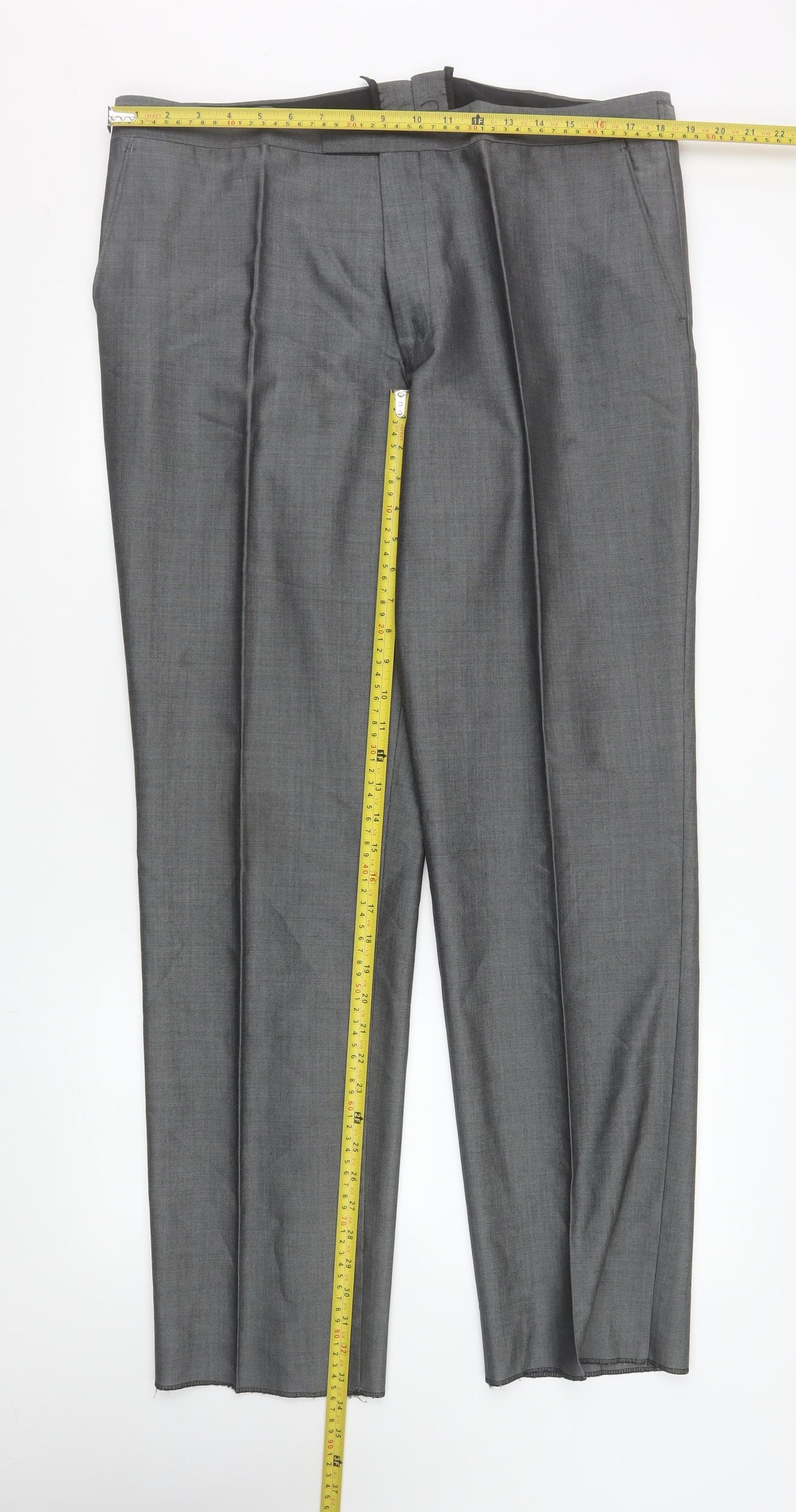 Torre Men’s Grey Wool Blend Pleated Dress Trousers 38R Formal Wedding