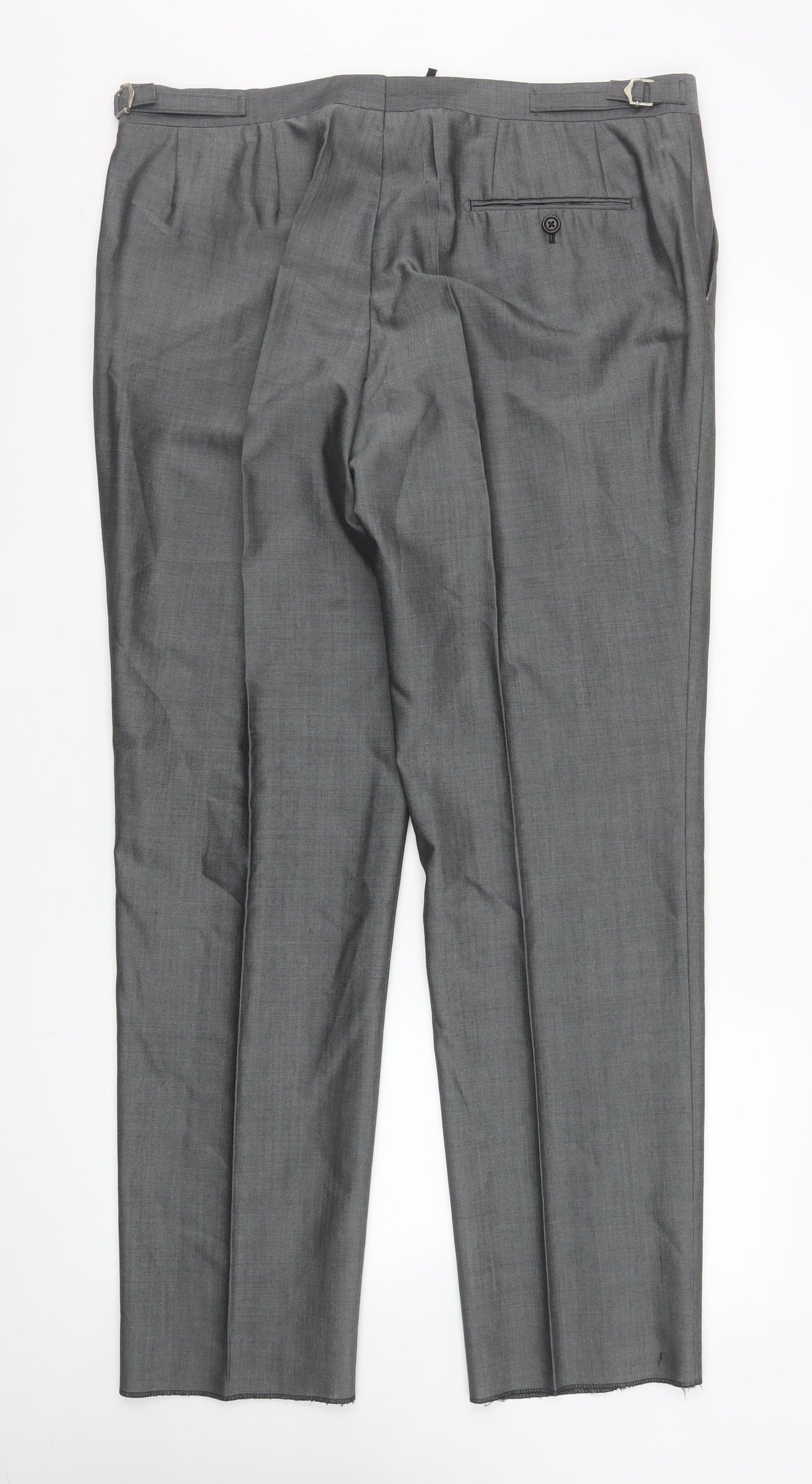 Torre Men’s Grey Wool Blend Pleated Dress Trousers 38R Formal Wedding