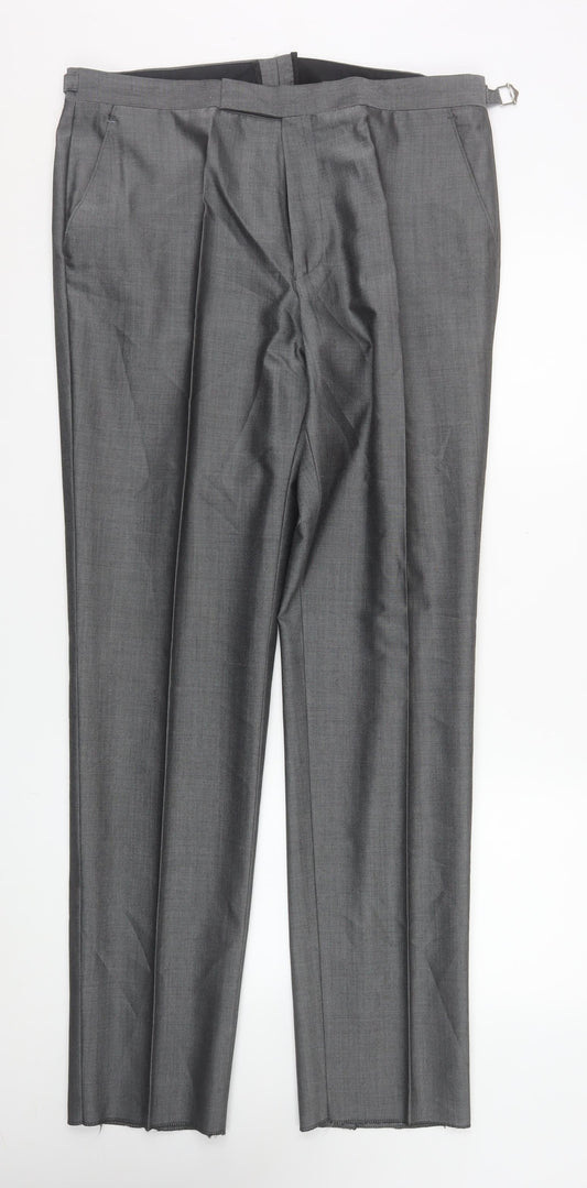Torre Cerimonia Men's Grey Wool Mohair Blend Dress Trousers 36L