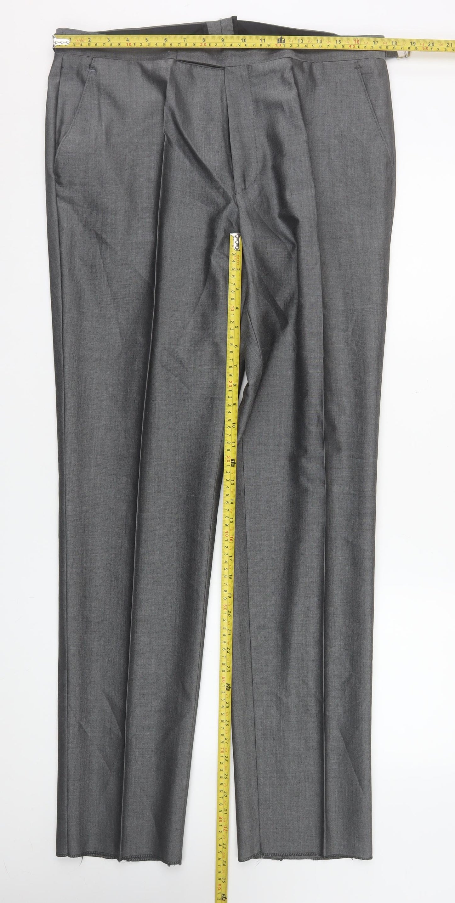 Torre Cerimonia Men's Grey Wool Mohair Blend Dress Trousers 36L