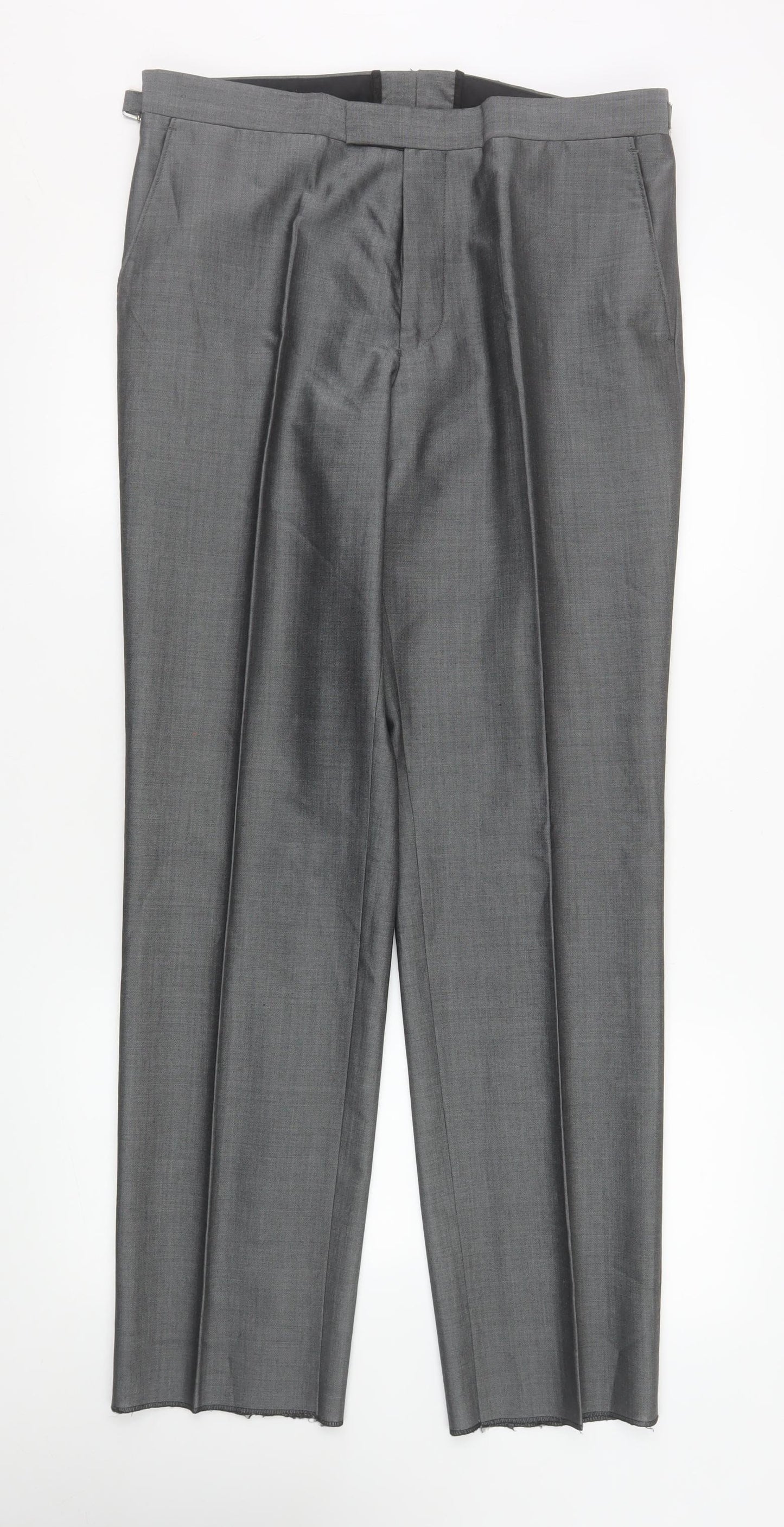 Torre Cerimonia Men's Grey 34R Dress Pants Wool Mohair Blend Formal Trousers