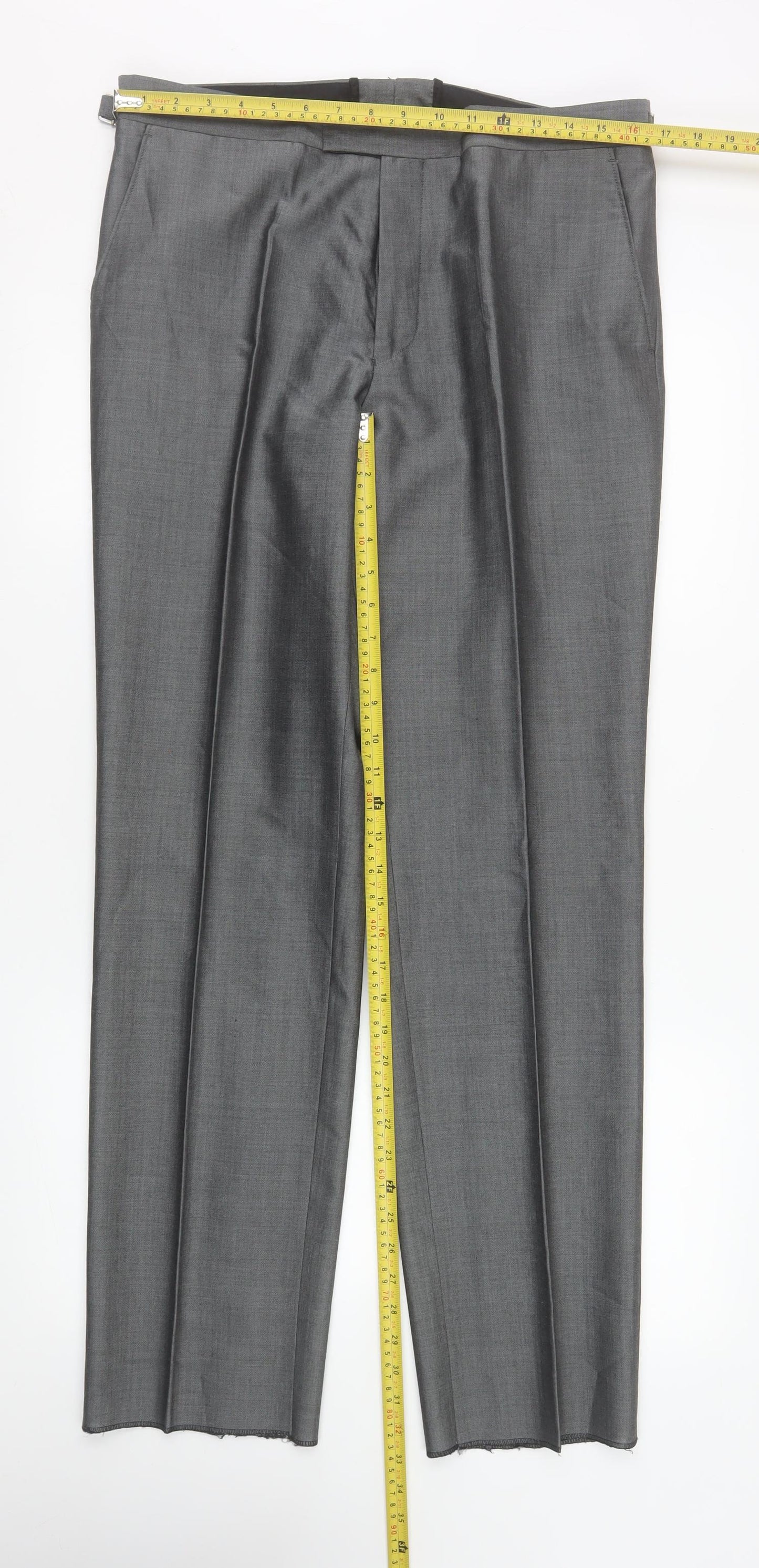 Torre Cerimonia Men's Grey 34R Dress Pants Wool Mohair Blend Formal Trousers