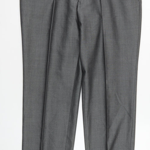Torre Men’s Grey 36S Pleated Formal Dress Pants Wool Blend