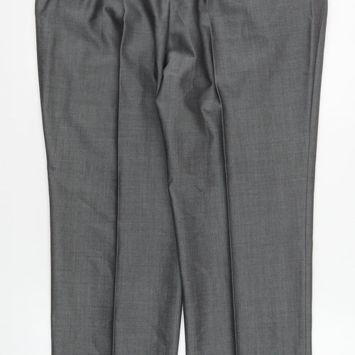 Torre Men’s Grey 36S Pleated Formal Dress Pants Wool Blend