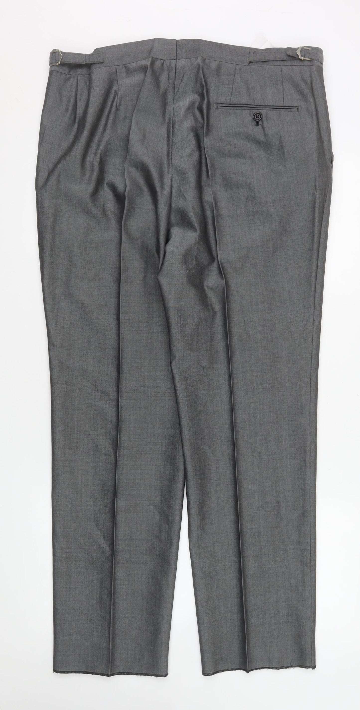 Torre Men’s Grey 36S Pleated Formal Dress Pants Wool Blend