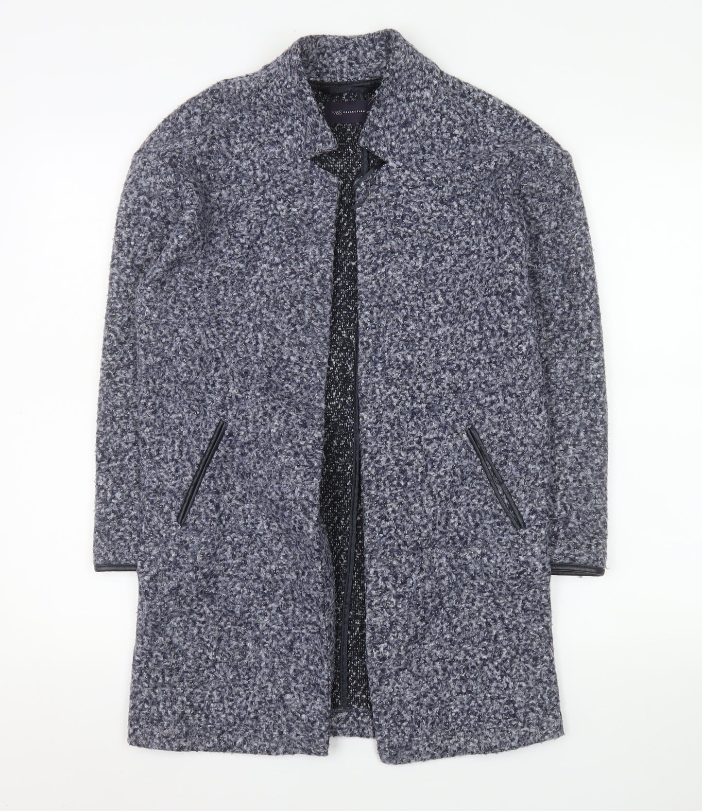 Marks and Spencer Women's Blue Petite Size 8 Long Tweed Overcoat