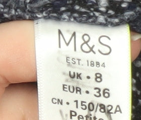 Marks and Spencer Women's Blue Petite Size 8 Long Tweed Overcoat