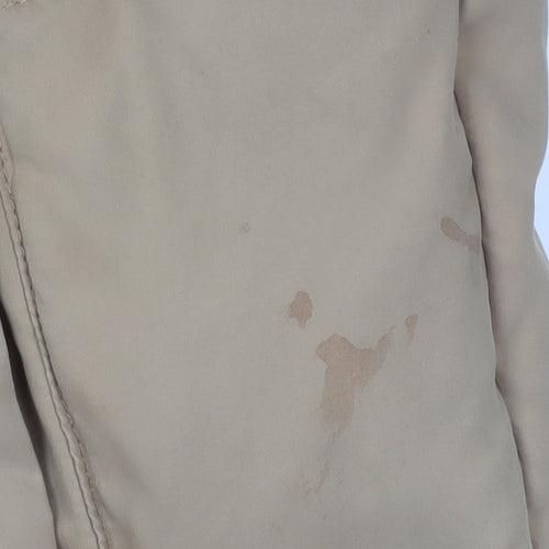 Noisy May Women’s Beige L Hooded Puffer Jacket with Zip Pockets