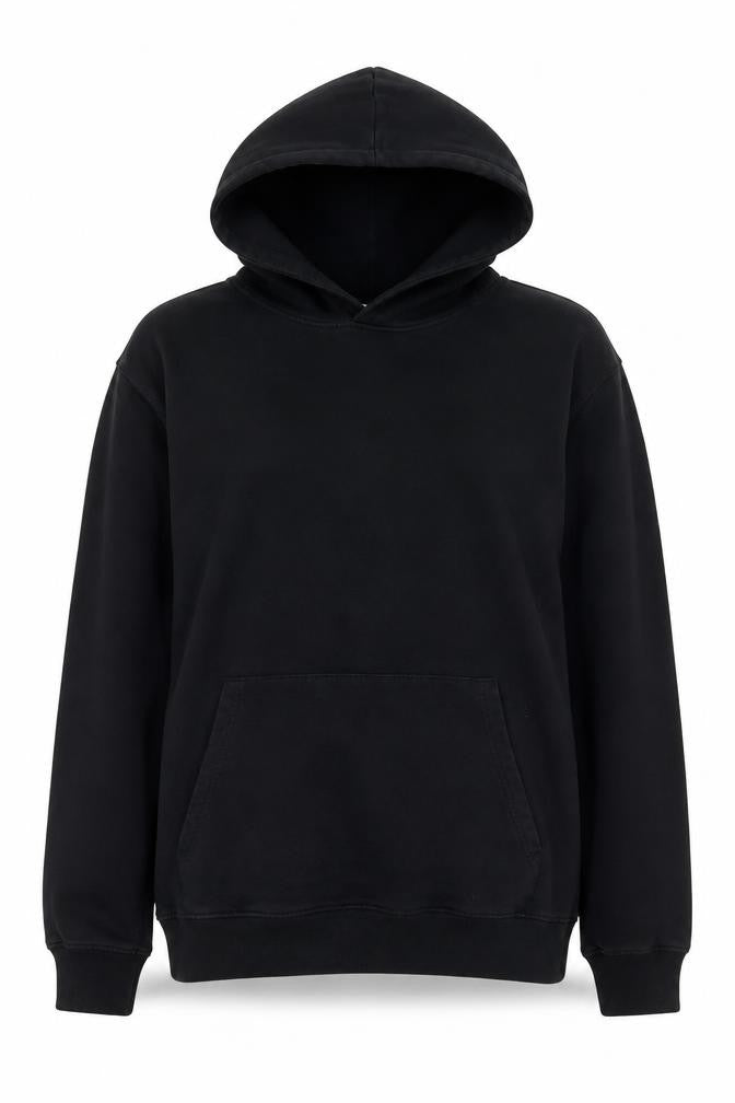 Front view of Arne women’s black xl pullover hoodie cotton blend casual