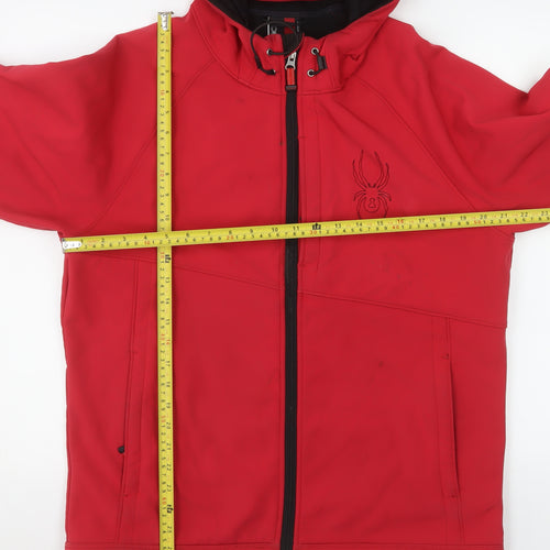 Spyder Men's Red Softshell Hooded Jacket Size S Water Resistant Windproof