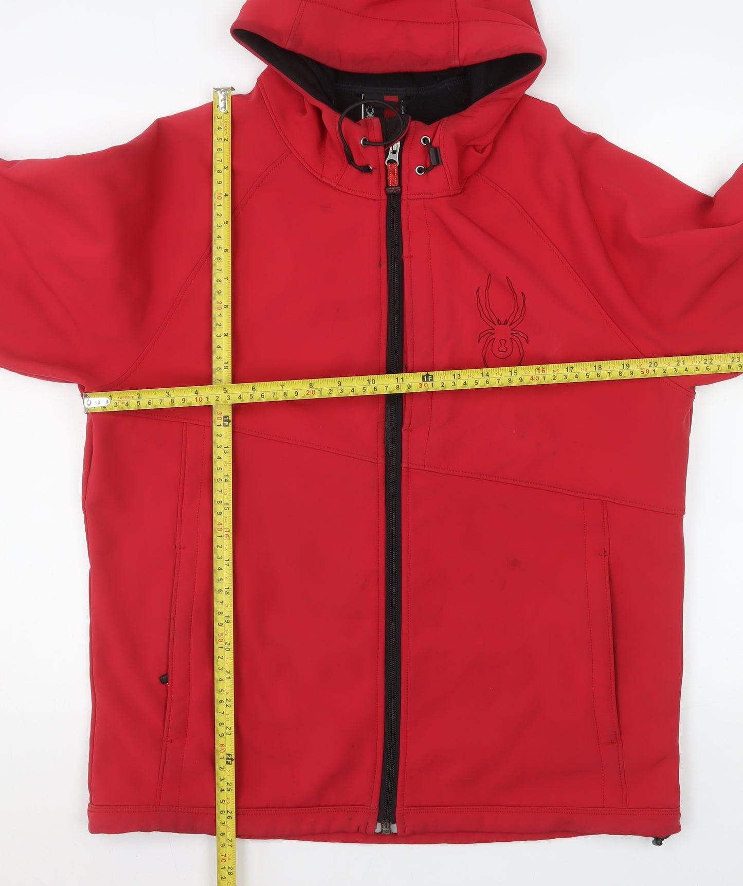 Spyder Men's Red Softshell Hooded Jacket Size S Water Resistant Windproof