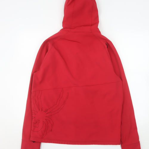 Spyder Men's Red Softshell Hooded Jacket Size S Water Resistant Windproof
