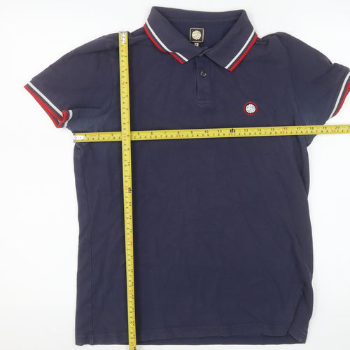 Pretty Green Men's Blue Cotton Polo Shirt Size M Short Sleeve