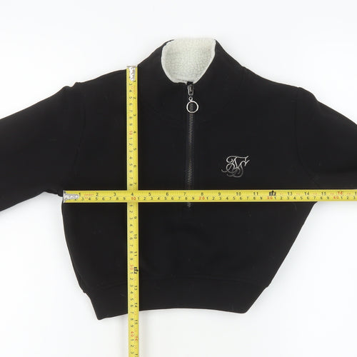 SikSilk Women's Black 1/4 Zip Cropped Sweatshirt Size 6