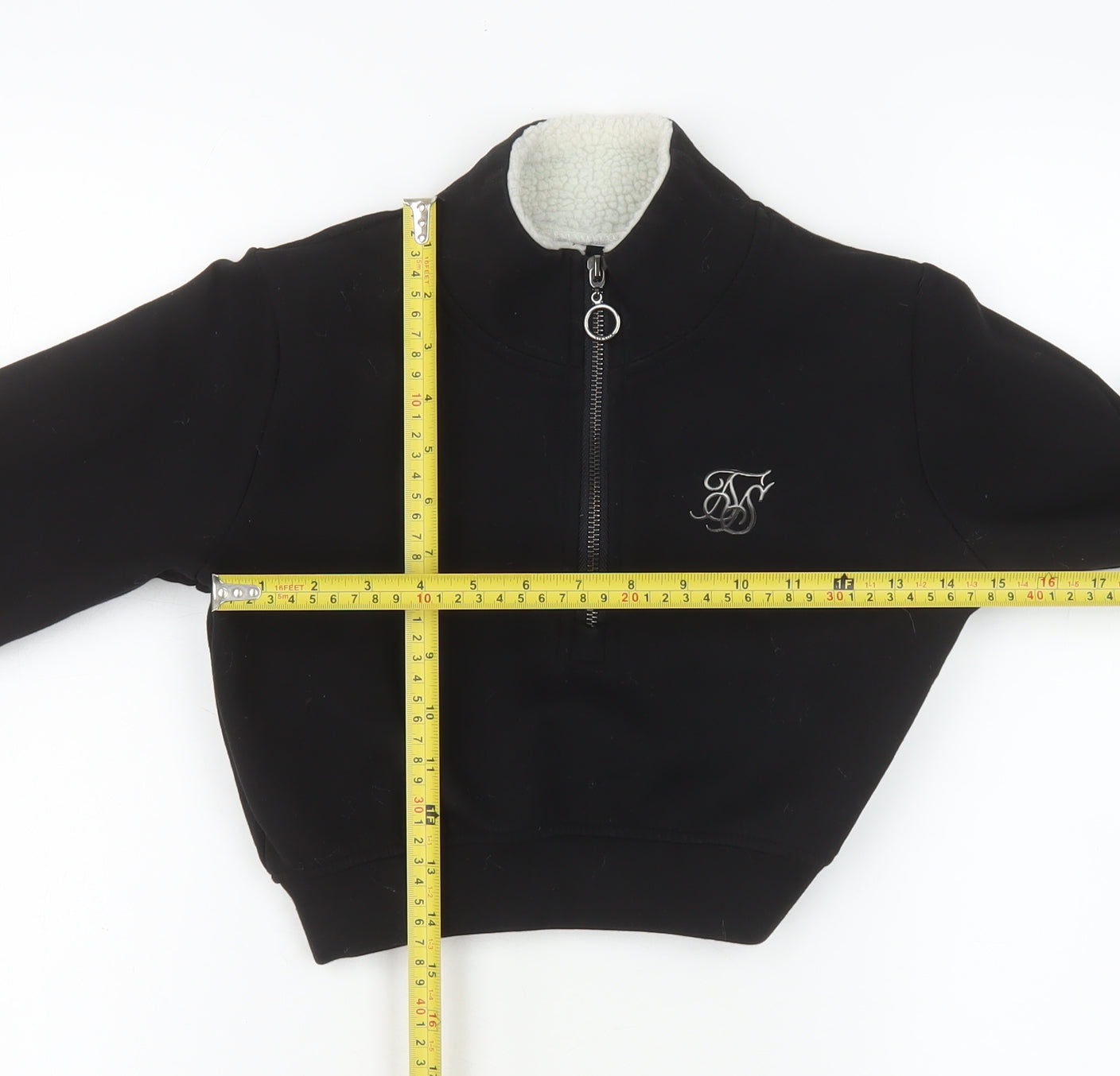 SikSilk Women's Black 1/4 Zip Cropped Sweatshirt Size 6