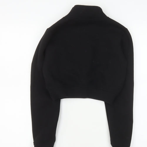 SikSilk Women's Black 1/4 Zip Cropped Sweatshirt Size 6