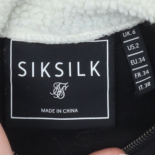SikSilk Women's Black 1/4 Zip Cropped Sweatshirt Size 6
