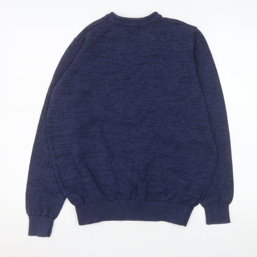 James Pringle Men's Blue Cotton V-Neck Jumper Size M