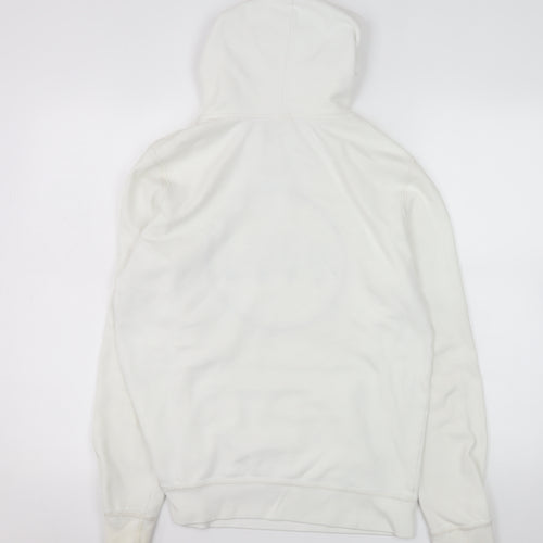 Hollister Women White Pullover Hoodie S Logo Cotton Blend Casual