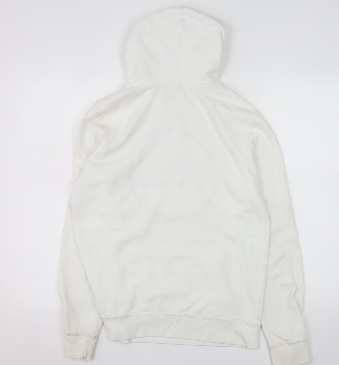 Hollister Women White Pullover Hoodie S Logo Cotton Blend Casual